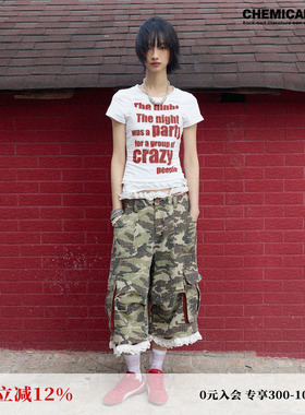 化学少女 H1「星系狂奔」迷彩薄款休闲中裤花边可拆卸复古朋克