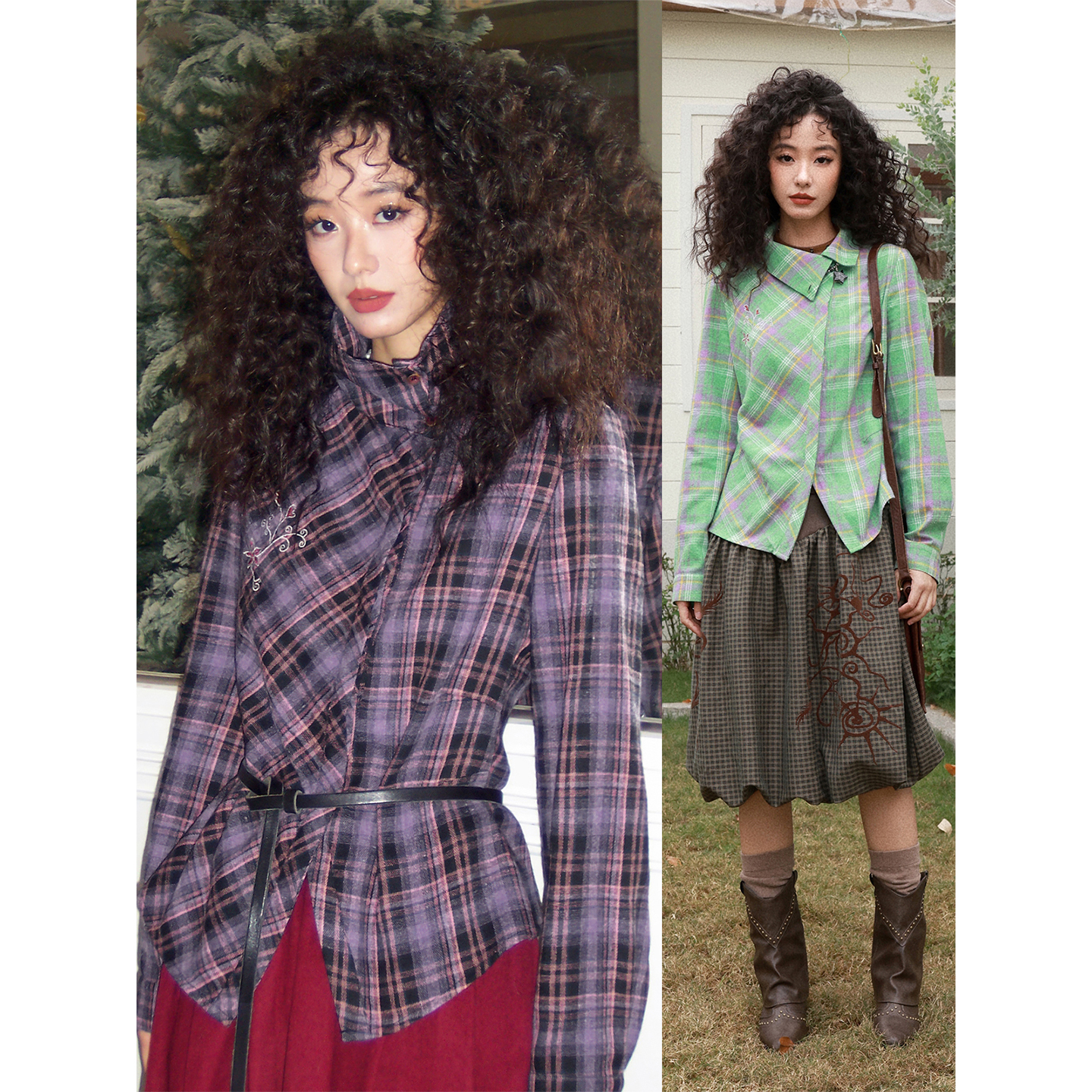 不规则翻领收腰合身长袖衬衫女