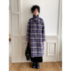 化学少女「星骸绒歌」立领格子长毛呢大衣外套女冬装 中长款 宽松