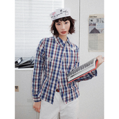 格子衬衫 化学少女「朋克代码 」不对称星月珠片绣花长袖 女上衣