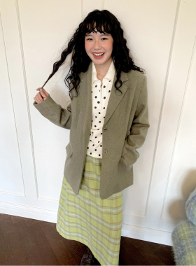 化学少女「青苔备忘录」可拆卸毛领休闲毛呢西服外套女2025新款