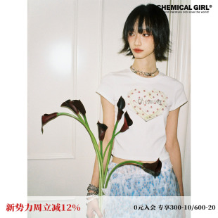 化学少女「纸片漫游」纸胶带爱心短款 T恤女夏日系原宿风2025新款
