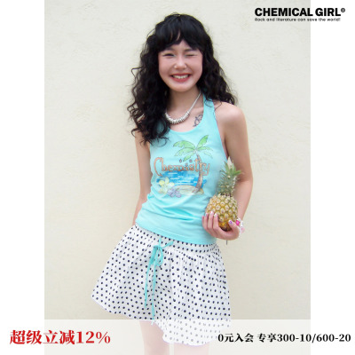 波点蕾丝裙裤女100%棉夏新品