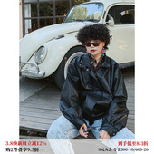 化学少女「朋克乐手」黑色复古加绒皮衣厚外套女美式 机车夹克秋冬