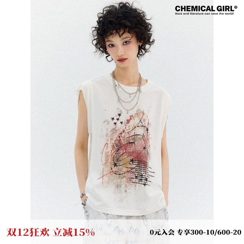 航海指南海盗天文印花宽松背心