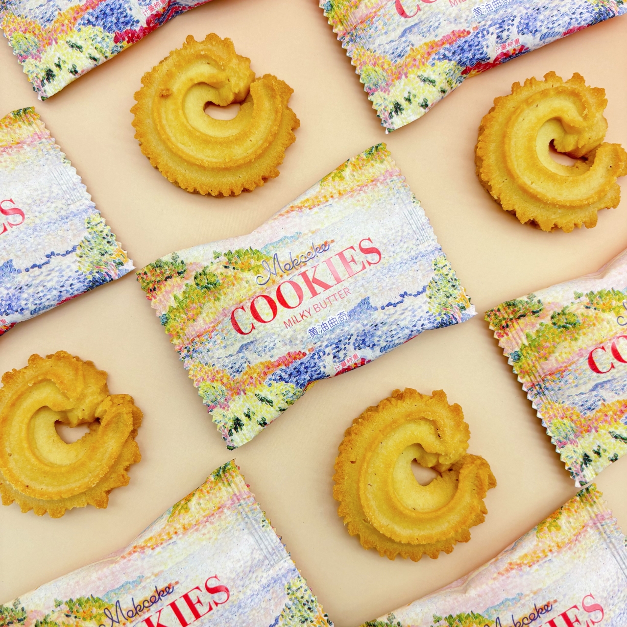 MOKCOKE莫可卡黄油味曲奇饼干结婚喜糖婚糖喜饼网红糖果休闲零食