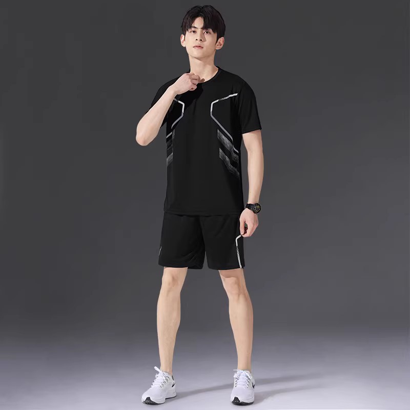 速干衣t恤男冰丝装备短袖健身衣透气套装夏跑步足球训练服运动服