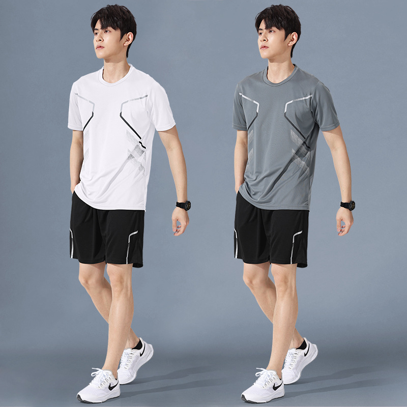 冰丝足球t恤男速干衣训练服运动服跑步夏透气套装短袖健身衣装备