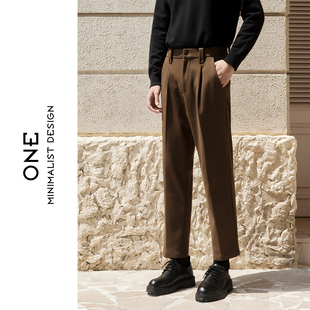 男士 百搭显瘦抗皱免烫九分裤 毛呢裤 通勤时尚 男 直筒休闲裤 秋冬新款