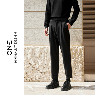 加绒保暖显瘦抗皱免烫九分裤 ONE秋冬新款 直筒休闲裤 毛呢裤 男士