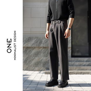 时尚 加绒保暖免烫长裤 老钱风高级感男士 直筒休闲裤 毛呢裤 秋冬新款