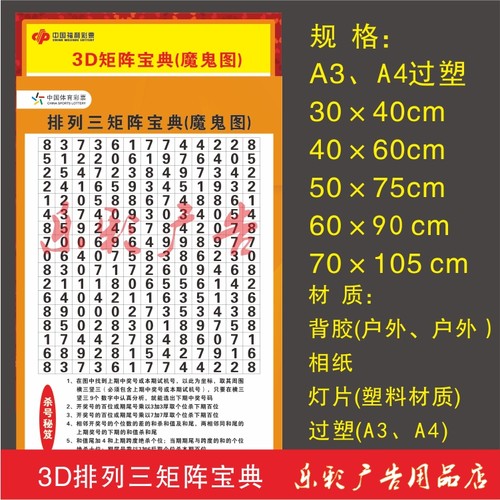 福彩3D魔鬼图矩阵宝典八卦选号