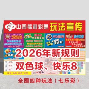 福利彩票福彩店26年双色球快乐8新规则玩法兑奖复式指南宣传海报