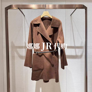 西装 新款 领拼接腰带毛呢大衣女外套XRJ7D09D 2025年冬季 JR专柜正品