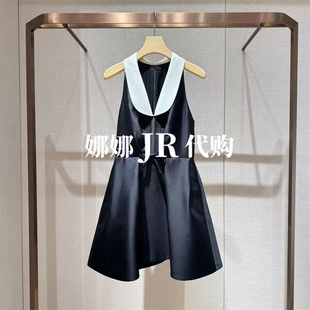连衣裙女XSJ0L01D A字短款 JR专柜正品 2026春V领拼接撞色蝴蝶结无袖