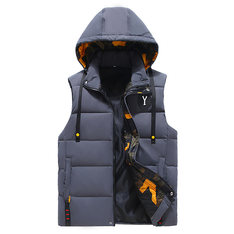新款青少年秋冬季加厚可脱卸帽男棉马甲外套棉服XZ1310-7006-P55图片