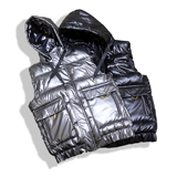 改标亮面PU皮可脱卸帽棉服羽绒棉马甲男冬季大码宽松外套2101-P60，男装背心/马甲，星座1310