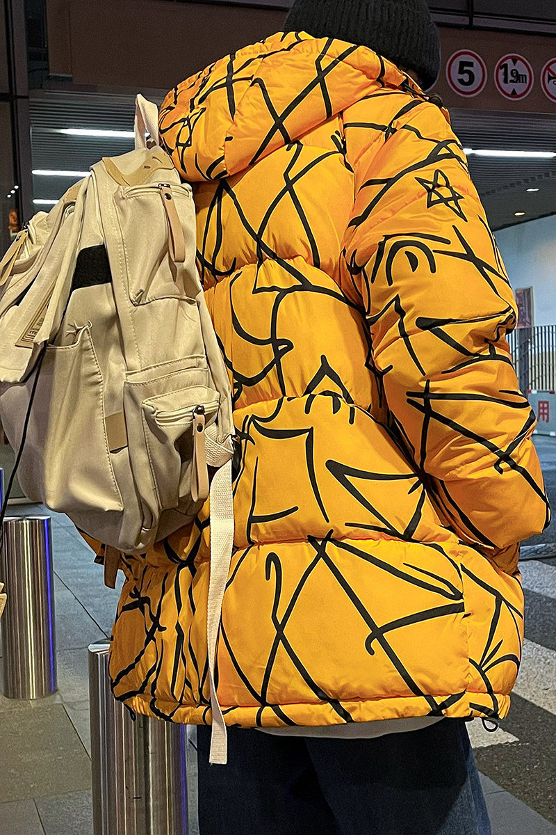 现货2023新款港风印花潮牌加厚男士休闲冬季连帽棉服外套8822-P65,男装棉衣,星座1310