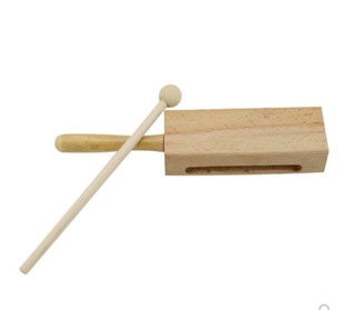 双响桶打击乐器高低音梆子双响筒大号幼儿园学校早教具原木单响桶