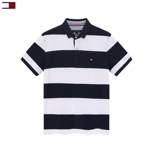 翻领圆领T恤纯棉半袖 正品 条纹针织棉POLO衫 PONLE TOMMY汤米男装