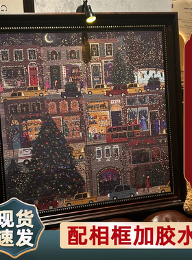 Galison冬灯全系列拼图带金箔相框圣诞节日之夜成人益智玩具礼物