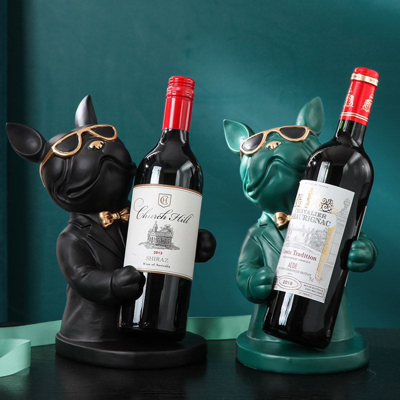 现代个性高档创意轻奢酒柜装饰品北欧客厅简约狗工艺品摆件红酒架