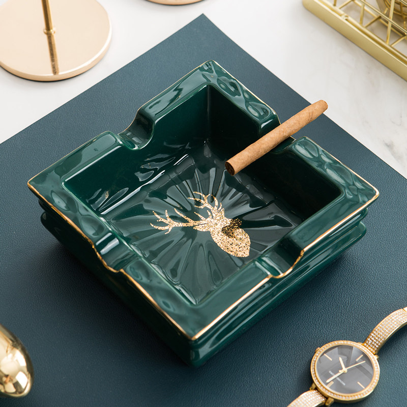 家用客厅烟缸鹿烟灰缸创意个性潮流陶瓷现代简约轻奢欧式奢华高档