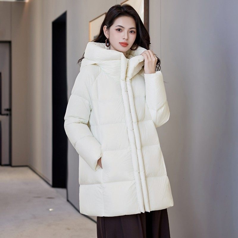 中长款连帽羽绒服宽松加厚棉袄外套休闲百搭保暖棉衣