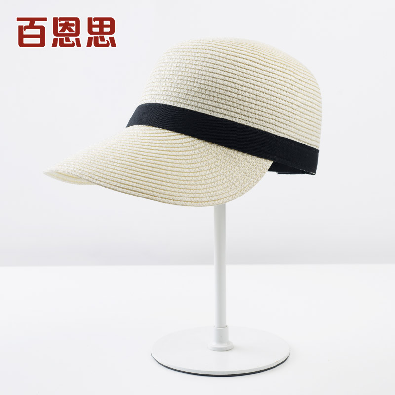 草帽棒球帽款女士夏天夏季户外遮阳防晒太阳鸭舌帽子出游度假大檐