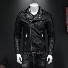 修身 机车服 加厚皮夹克潮流短款 皮衣2019新款 潮牌男装 秋冬外套韩版