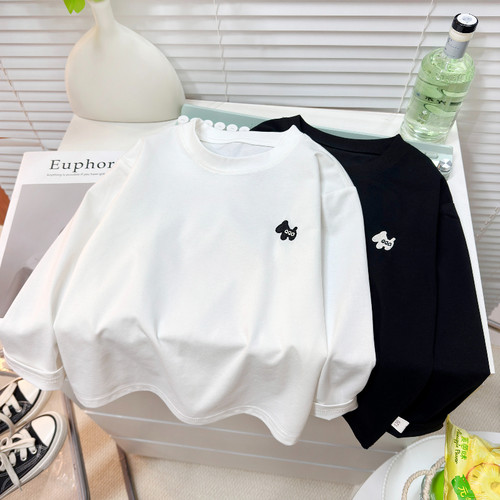 【主播推荐】【顾奈】男女童春季长袖刺绣宽松百搭圆领TX260102