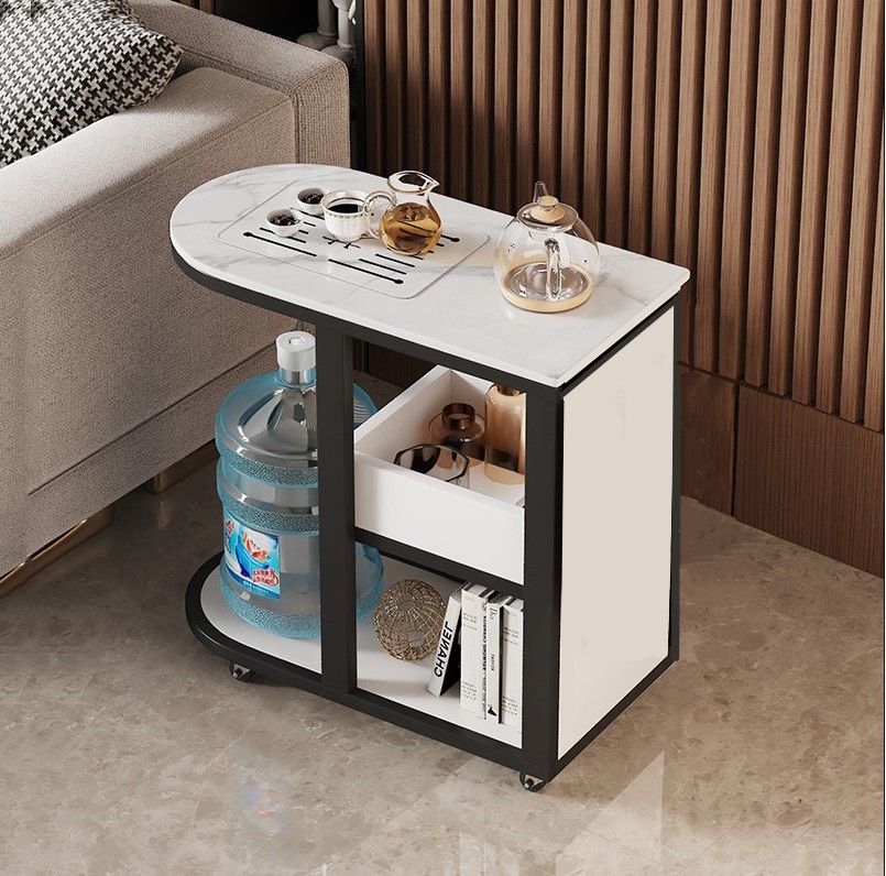 沙发可移动边柜茶桌岩板