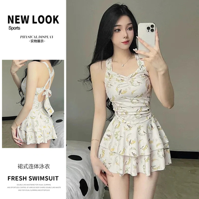 泳衣女裙式连体吊带绝美后背超仙