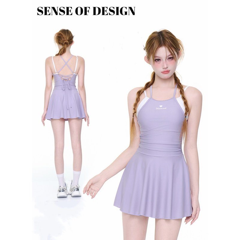 新款泳衣女款连体吊带纯色裙式少女显瘦美背显瘦遮肚温泉运动泳装,运动/瑜伽/健身/球迷用品,连体泳衣,淘宝优惠券,粉丝福利购,淘宝优惠卷