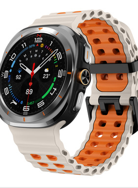 适用三星watch8classic硅胶表带ultra2025海洋双色47运动透气腕带