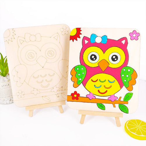 儿童立体木板画 diy涂鸦绘画材料  幼儿园创意珍珠彩泥雪花泥画
