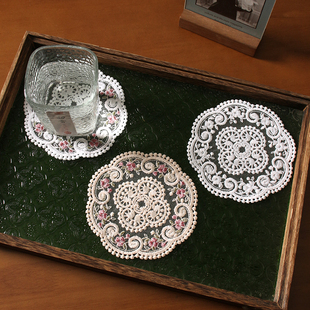 2025新款 饰杯垫 餐垫蕾丝刺绣布垫轻奢餐桌垫盘垫外贸防滑垫家用装