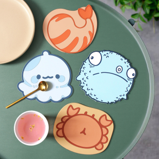 2025新款 餐垫可爱卡通海洋生物隔热垫防烫垫创意碗垫餐桌垫子杯垫