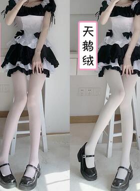 日系JK洛丽塔天鹅绒白色连裤丝袜女春夏打底袜薄款lolita黑丝袜子