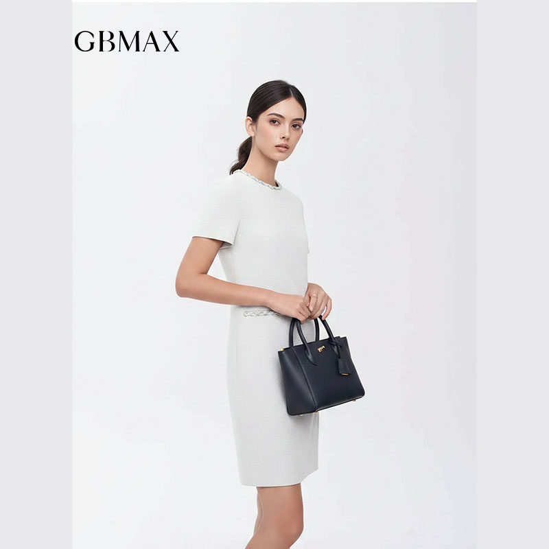 GBMAX2026时尚设计感通勤短袖连衣裙女收腰A字裙轻熟优雅职业裙子