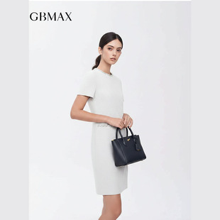 GBMAX2026时尚设计感通勤短袖连衣裙女收腰A字裙轻熟优雅职业裙子