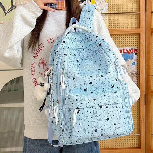 韩版ins卡通星星双肩包包女学院风学生书包大容量小清新休闲背包