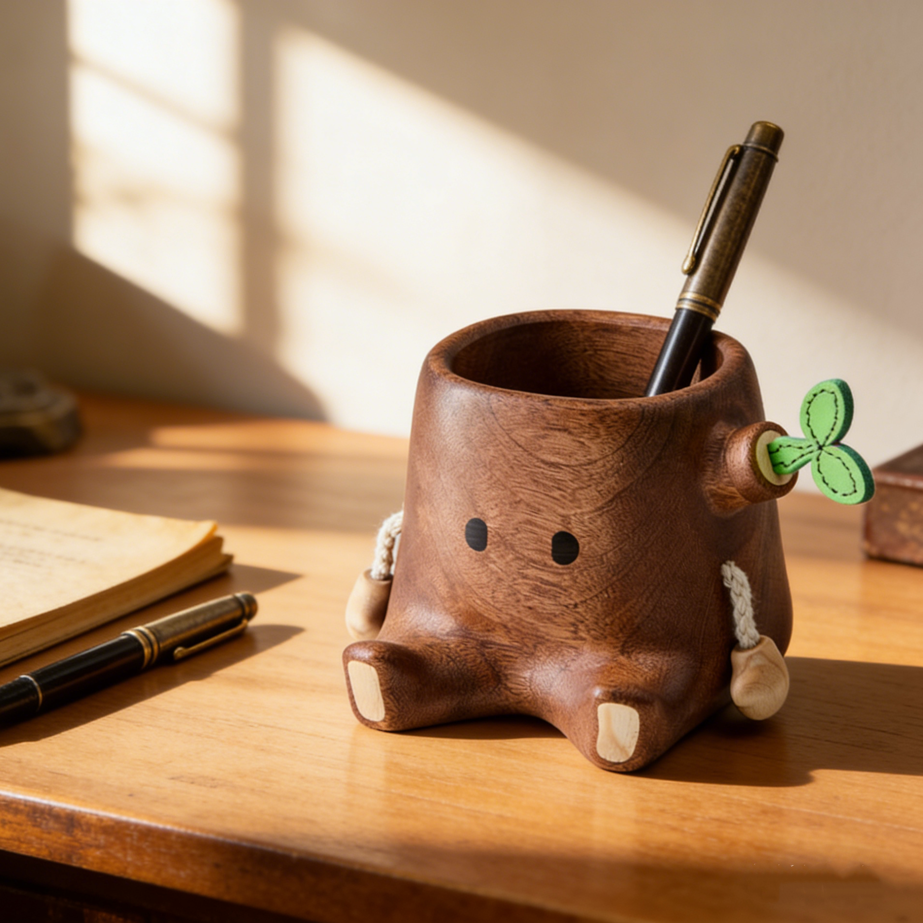 【成品】创意小树墩实木笔筒木制笔插儿童房桌面摆件装饰收纳礼物