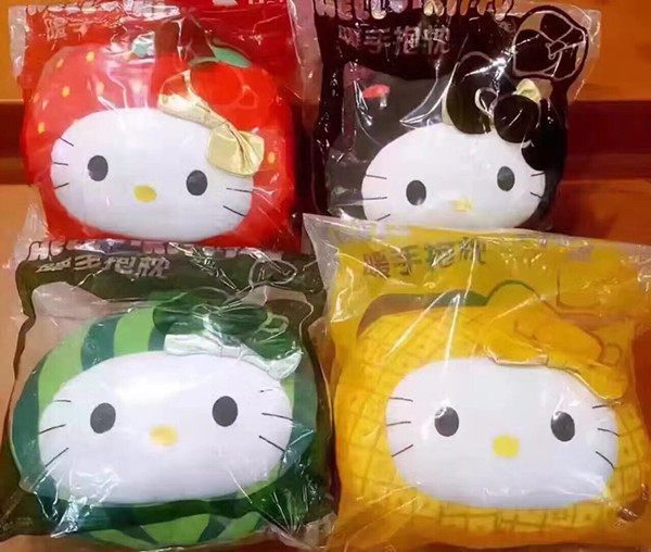 2016麦当劳凯蒂猫水果暖手抱枕hello kitty玩具毛绒靠垫全套四款