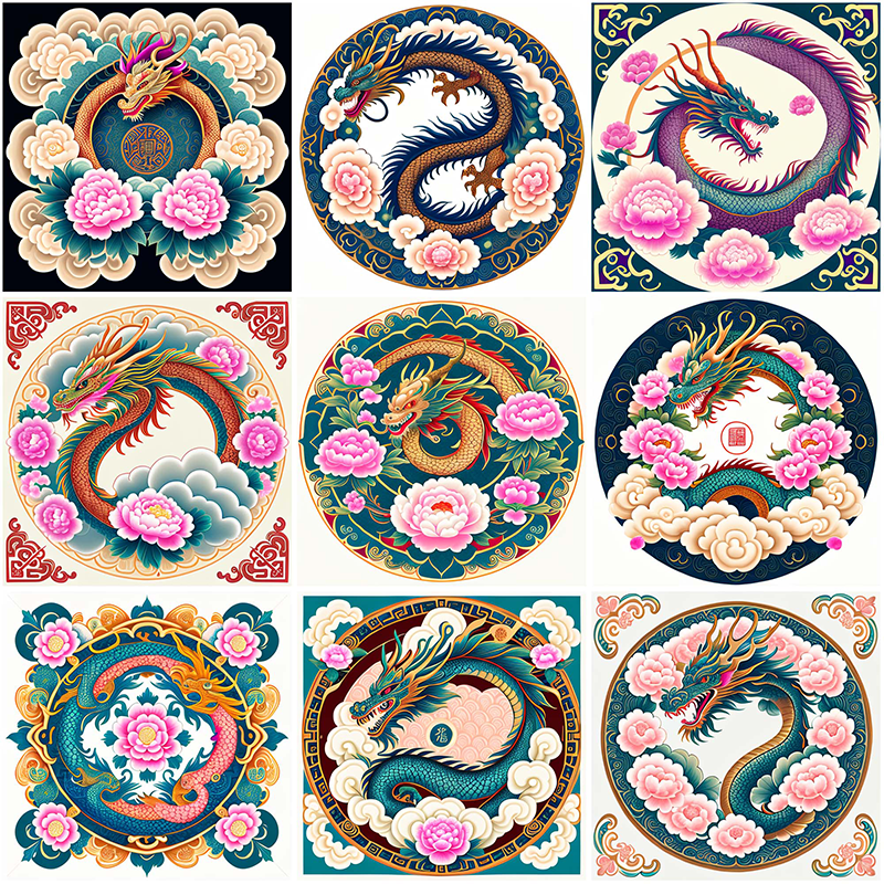 20款可商用国潮复古风传统祥云龙纹样图案国风元素设计背景素材