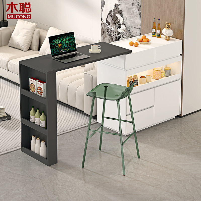 现代简约抽拉式吧台隔断餐边柜沙发侧边几柜岛台储物客厅家用4S42