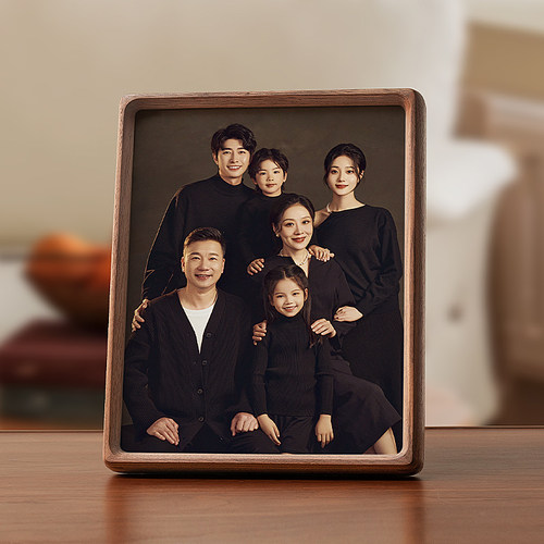 全家福实木高级感相框定制洗照片加打印装裱diyA4挂墙画框8寸摆台
