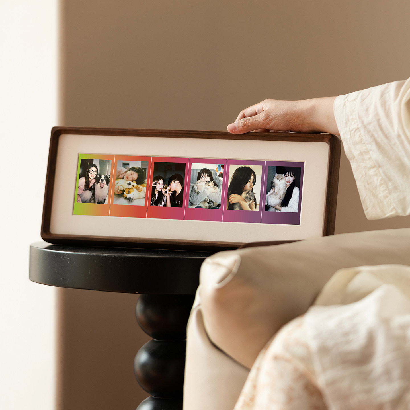 彩虹相纸拍立得相框diy定制装裱实木迷你打印情侣3寸木质长条摆台,家居饰品,相框/画框,淘宝优惠券,粉丝福利购,淘宝优惠卷