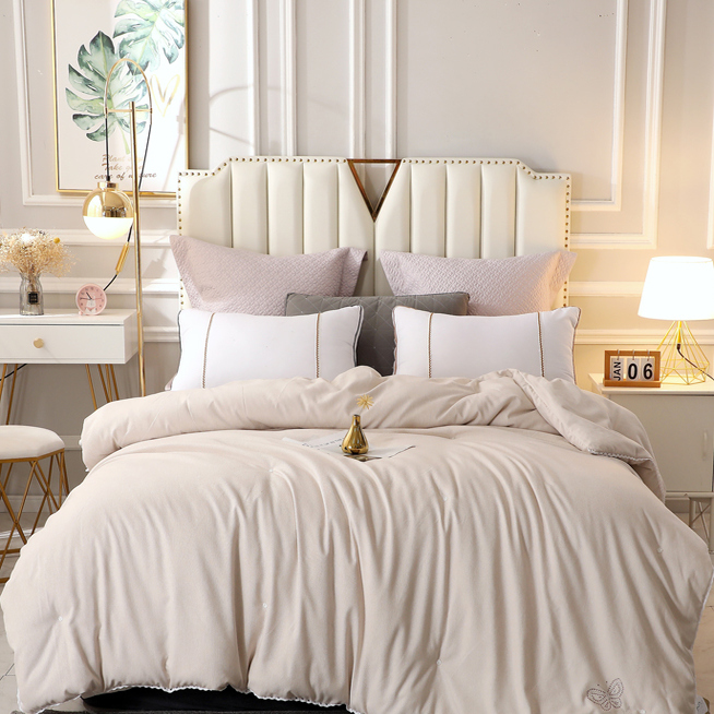 2025烫钻蚕丝被欧式冬季蕾丝花边蚕丝被纯手工定位绗缝秋冬被芯