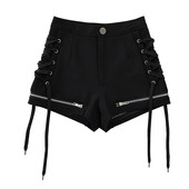 运动健身弹力绑带打底超短裤 紧身短裤 女高腰黑色热裤 嘻哈街舞性感